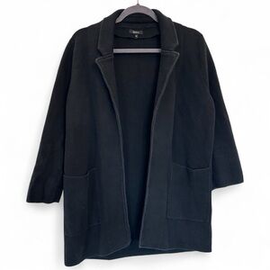 Quince Womens 100% Organic Cotton Knit Blazer Black Medium Business Cozy Chic